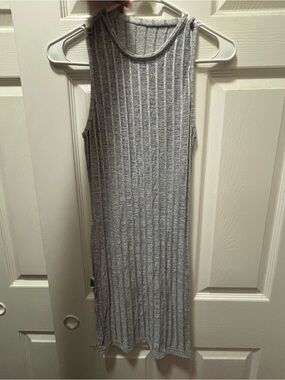 SHEIN Light Gray Ribbed Sleeveless Mini Dress